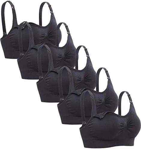 lataly womens sleeping nursing bra wirefree breastfeeding maternity bralette pack of 5 color black size l